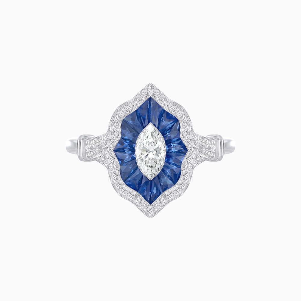 Antique Inspired Marquise Cut Diamond Ring