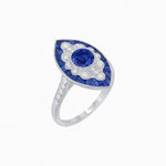 Load image into Gallery viewer, Art Deco-Inspired Marquise Halo Ring with Scalloped Diamond Motif Custom Center Stone | Sculptural Elegance | Vintage-Inspired Craftsmanship