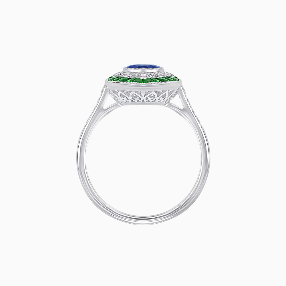 Art Deco-Inspired Marquise Halo Ring with Scalloped Diamond Motif Custom Center Stone | Sculptural Elegance | Vintage-Inspired Craftsmanship