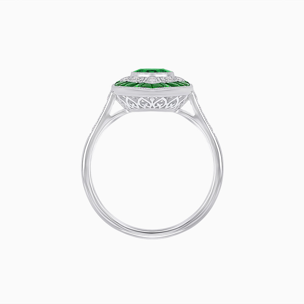 Art Deco-Inspired Marquise Halo Ring with Scalloped Diamond Motif Custom Center Stone | Sculptural Elegance | Vintage-Inspired Craftsmanship