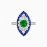 Load image into Gallery viewer, Art Deco-Inspired Marquise Halo Ring with Scalloped Diamond Motif Custom Center Stone | Sculptural Elegance | Vintage-Inspired Craftsmanship
