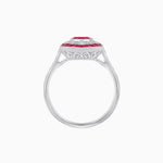 Load image into Gallery viewer, Art Deco-Inspired Marquise Halo Ring with Scalloped Diamond Motif Custom Center Stone | Sculptural Elegance | Vintage-Inspired Craftsmanship