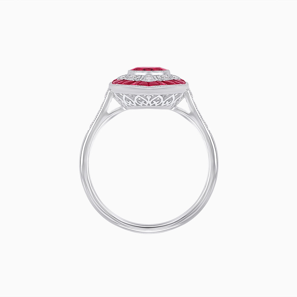 Art Deco-Inspired Marquise Halo Ring with Scalloped Diamond Motif Custom Center Stone | Sculptural Elegance | Vintage-Inspired Craftsmanship