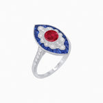Load image into Gallery viewer, Art Deco-Inspired Marquise Halo Ring with Scalloped Diamond Motif Custom Center Stone | Sculptural Elegance | Vintage-Inspired Craftsmanship