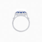 Load image into Gallery viewer, Art Deco Inspired Oval Starburst Calibré-Cut Halo Ring