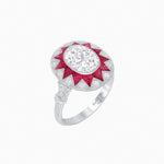 Load image into Gallery viewer, Art Deco Inspired Oval Starburst Calibré-Cut Halo Ring