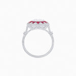 Load image into Gallery viewer, Art Deco Inspired Oval Starburst Calibré-Cut Halo Ring