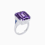 Load image into Gallery viewer, Art Deco Inspired Emerald Cut Ring with Heart-Shaped Prongs