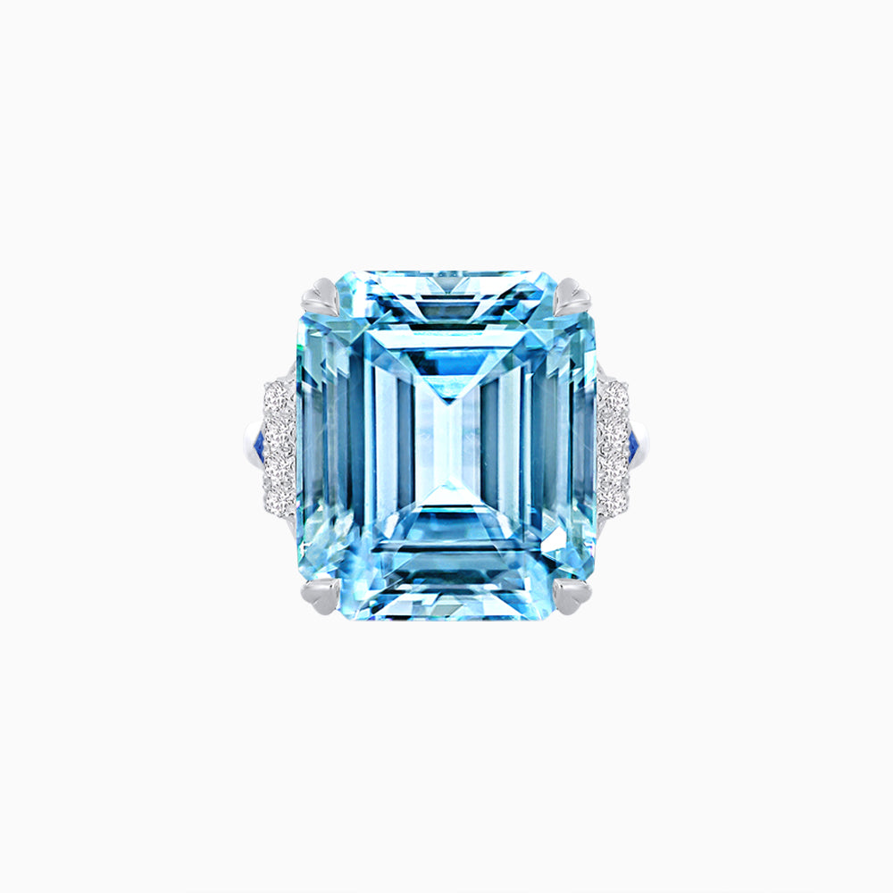 Art Deco Inspired Emerald Cut Ring with Heart-Shaped Prongs