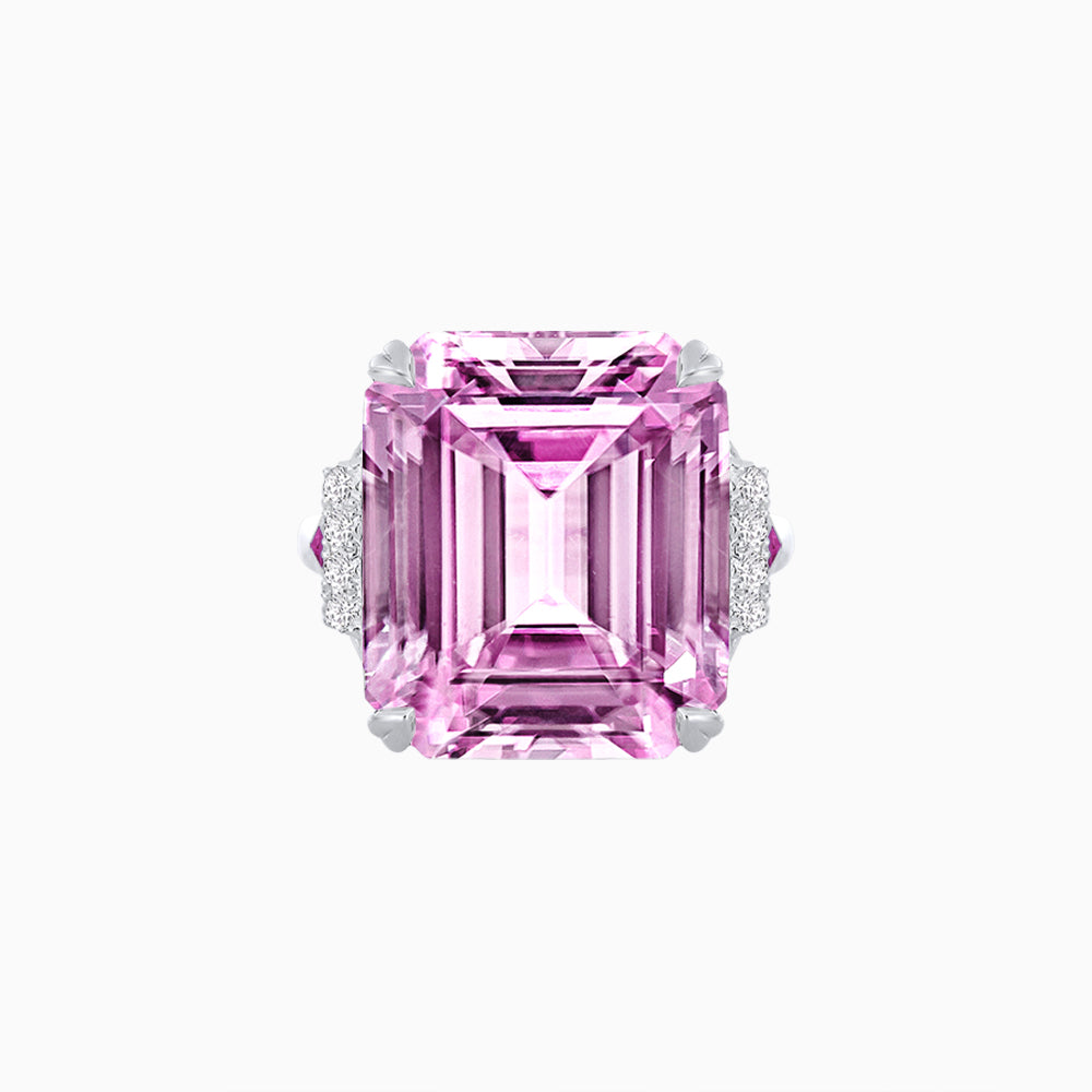 Art Deco Inspired Emerald Cut Ring with Heart-Shaped Prongs