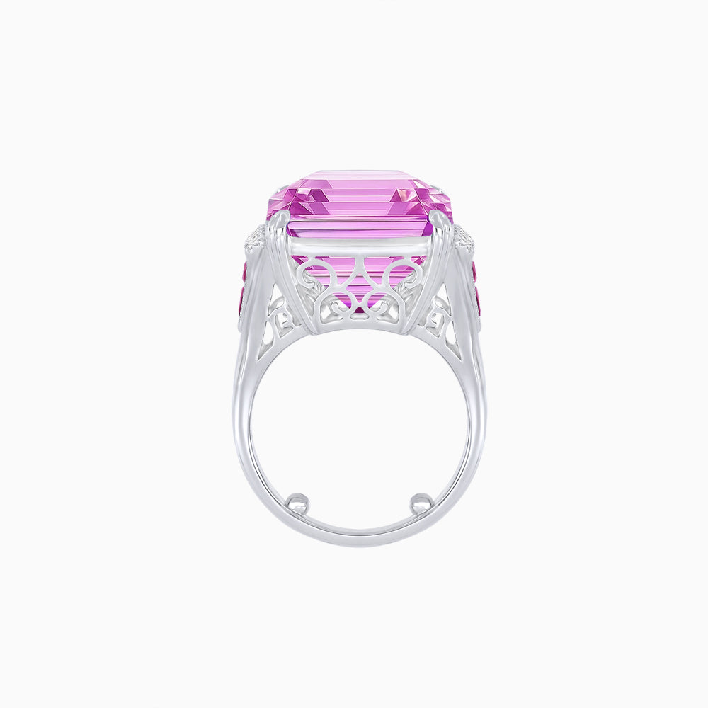 Art Deco Inspired Emerald Cut Ring with Heart-Shaped Prongs