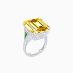 Load image into Gallery viewer, Art Deco Inspired Emerald Cut Ring with Heart-Shaped Prongs