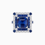Load image into Gallery viewer, Art Deco Style Double Halo Asscher Cut Ring with Customizable French-Cut Gemstone (Mounting)