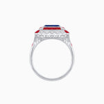 Load image into Gallery viewer, Art Deco Style Double Halo Asscher Cut Ring with Customizable French-Cut Gemstone (Mounting)