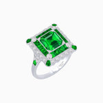 Load image into Gallery viewer, Art Deco Style Double Halo Asscher Cut Ring with Customizable French-Cut Gemstone (Mounting)