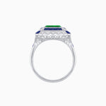 Load image into Gallery viewer, Art Deco Style Double Halo Asscher Cut Ring with Customizable French-Cut Gemstone (Mounting)