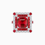 Load image into Gallery viewer, Art Deco Style Double Halo Asscher Cut Ring with Customizable French-Cut Gemstone (Mounting)