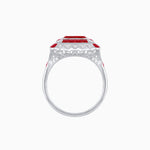 Load image into Gallery viewer, Art Deco Style Double Halo Asscher Cut Ring with Customizable French-Cut Gemstone (Mounting)