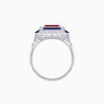 Load image into Gallery viewer, Art Deco Style Double Halo Asscher Cut Ring with Customizable French-Cut Gemstone (Mounting)