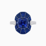 Load image into Gallery viewer, Art Deco Inspired Cushion-Cut Center and Calibré-Cut Gemstone Cocktail Ring