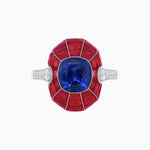 Load image into Gallery viewer, Art Deco Inspired Cushion-Cut Center and Calibré-Cut Gemstone Cocktail Ring