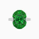 Load image into Gallery viewer, Art Deco Inspired Cushion-Cut Center and Calibré-Cut Gemstone Cocktail Ring