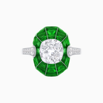Load image into Gallery viewer, Art Deco Inspired Cushion-Cut Center and Calibré-Cut Gemstone Cocktail Ring