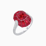 Load image into Gallery viewer, Art Deco Inspired Cushion-Cut Center and Calibré-Cut Gemstone Cocktail Ring