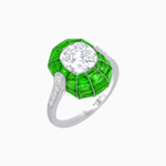 Load image into Gallery viewer, Art Deco Inspired Cushion-Cut Center and Calibré-Cut Gemstone Cocktail Ring