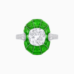 Load image into Gallery viewer, Art Deco Inspired Cushion-Cut Center and Calibré-Cut Gemstone Cocktail Ring