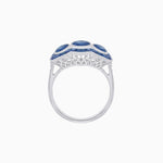Load image into Gallery viewer, Art Deco Style Three-Stone Engagement Ring with Diamond and Gemstones