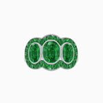 Load image into Gallery viewer, Art Deco Style Three-Stone Engagement Ring with Diamond and Gemstones