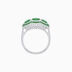 Load image into Gallery viewer, Art Deco Style Three-Stone Engagement Ring with Diamond and Gemstones