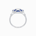 Load image into Gallery viewer, Vintage Inspired Diamond &amp; Half Moon Sapphire Halo Ring
