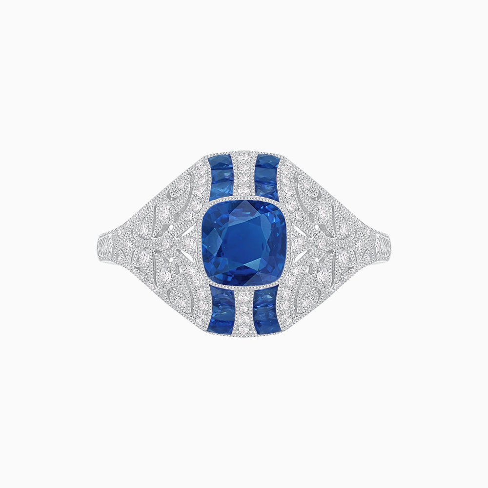 Vintage Inspired Sapphire & Diamond Ring