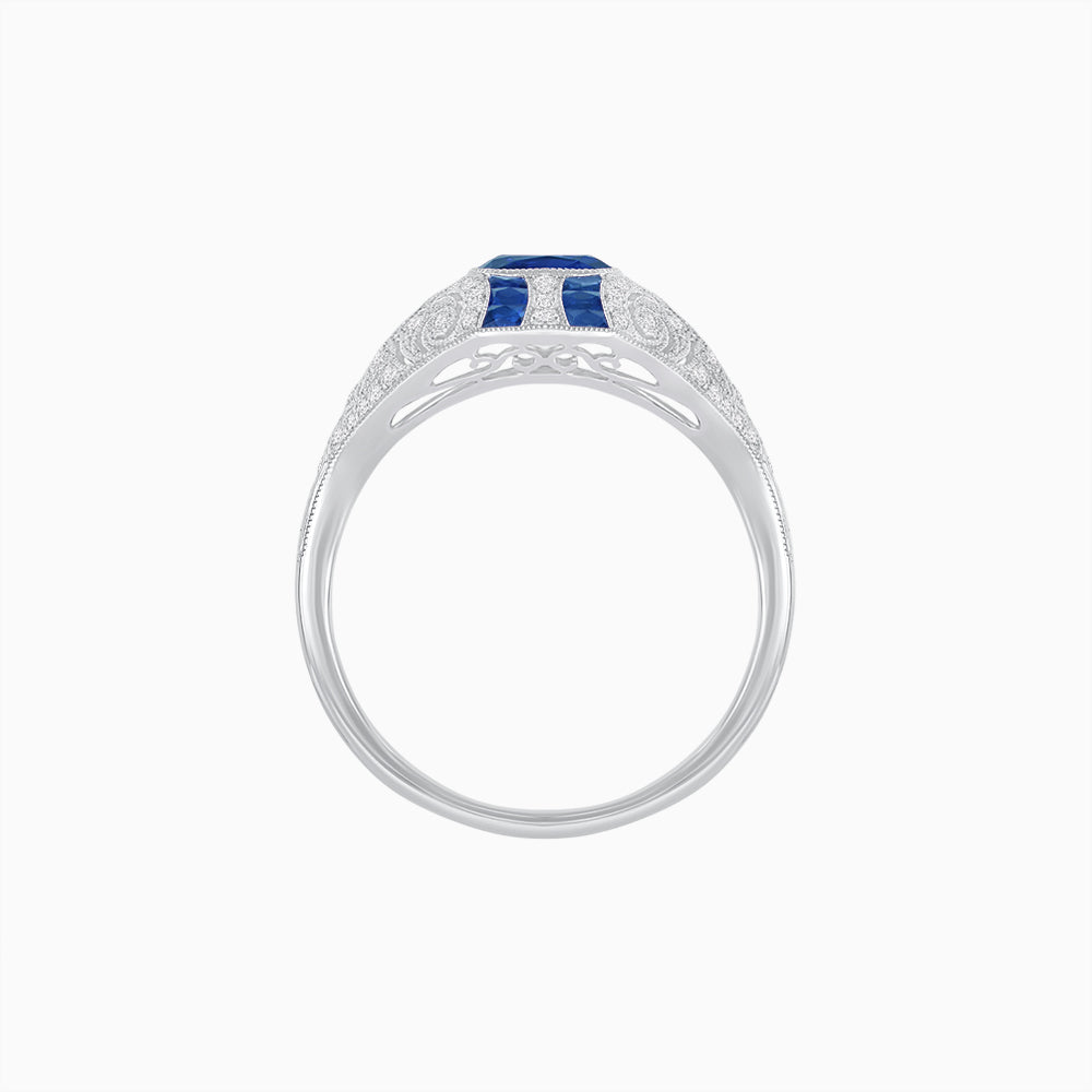 Vintage Inspired Sapphire & Diamond Ring