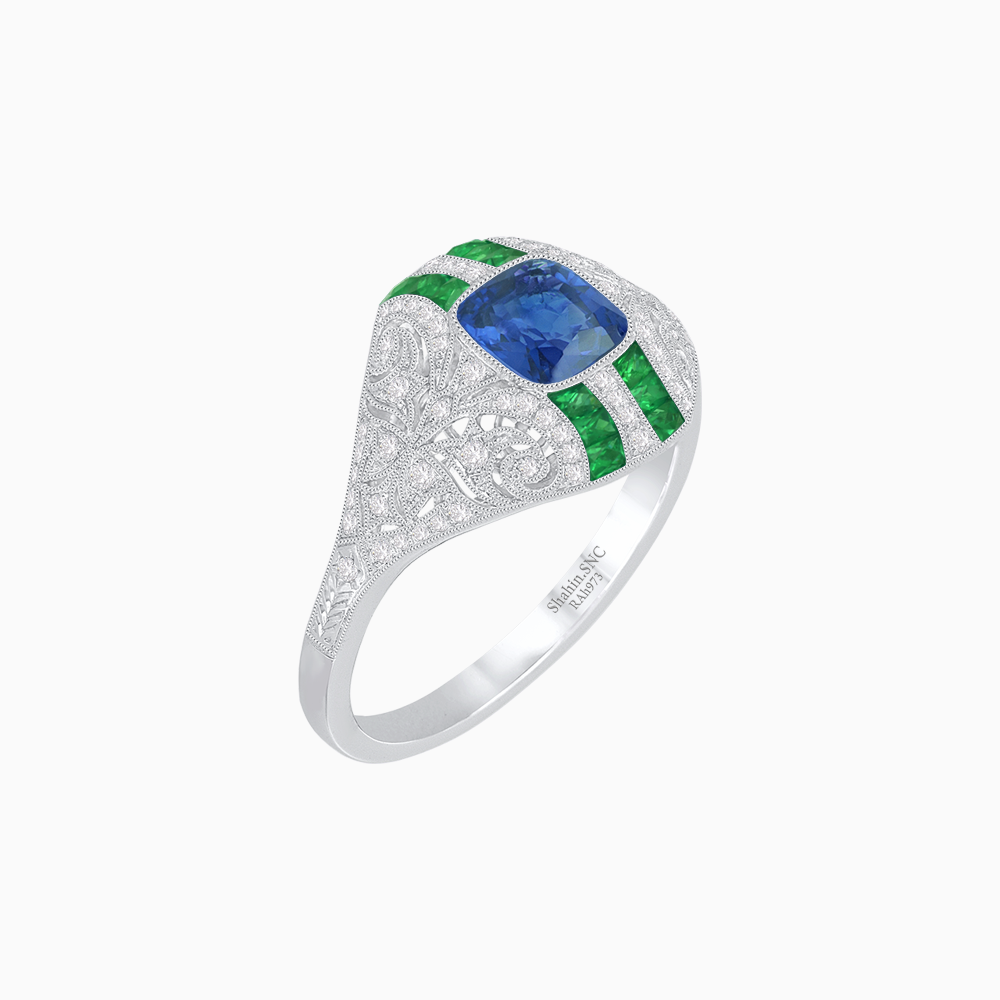 Vintage Inspired Sapphire & Diamond Ring