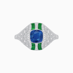 Load image into Gallery viewer, Vintage Inspired Sapphire &amp; Diamond Ring