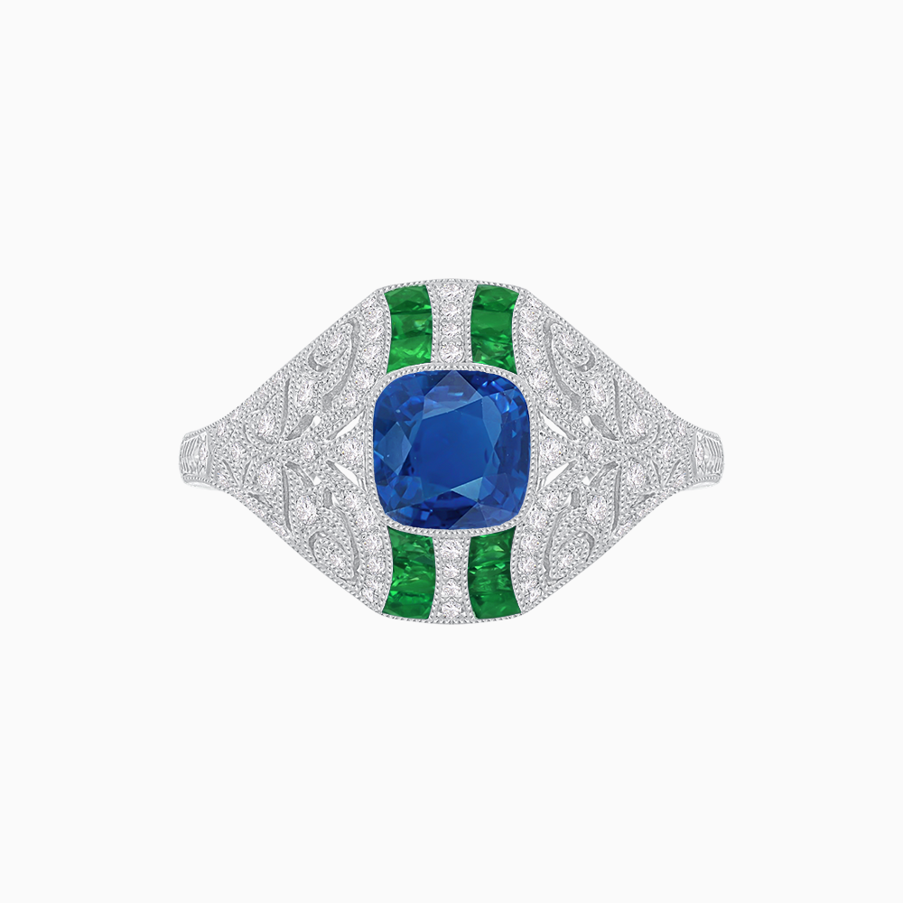 Vintage Inspired Sapphire & Diamond Ring