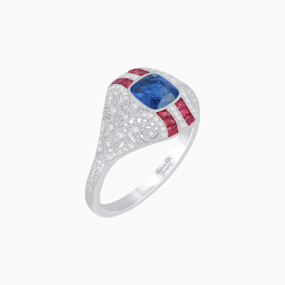 Vintage Inspired Sapphire & Diamond Ring