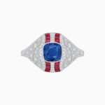 Load image into Gallery viewer, Vintage Inspired Sapphire &amp; Diamond Ring