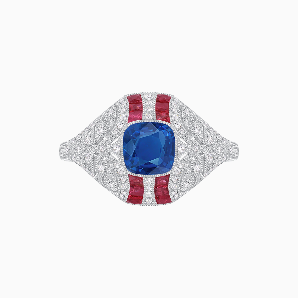 Vintage Inspired Sapphire & Diamond Ring