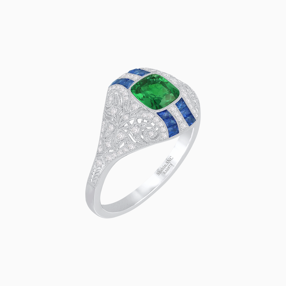 Vintage Inspired Sapphire & Diamond Ring