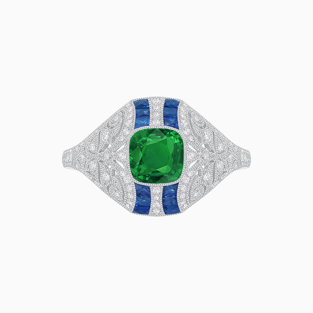 Vintage Inspired Sapphire & Diamond Ring