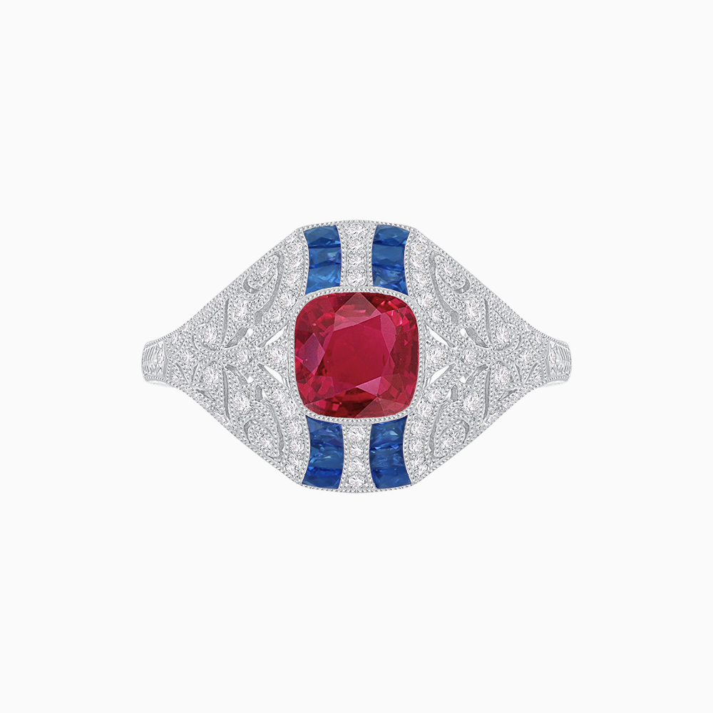 Vintage Inspired Sapphire & Diamond Ring