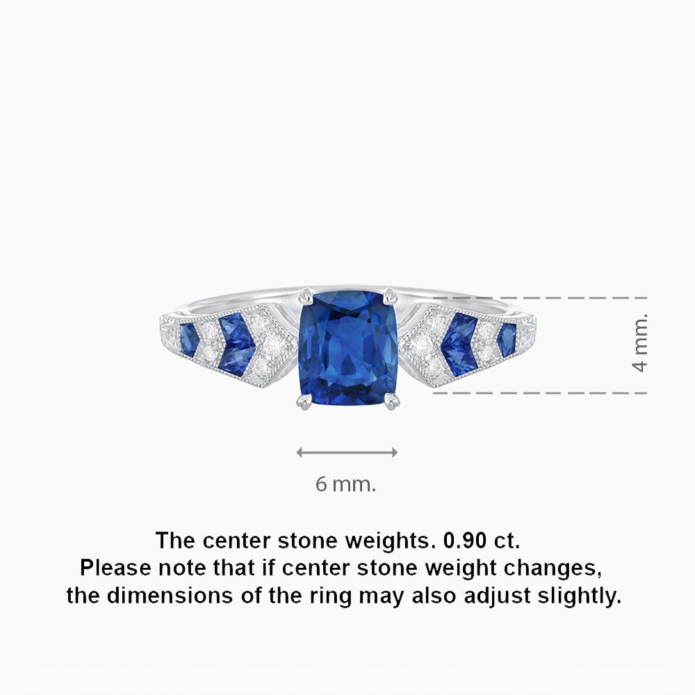 Cushion Shape Arrow Head Shank Ring with Gemstone