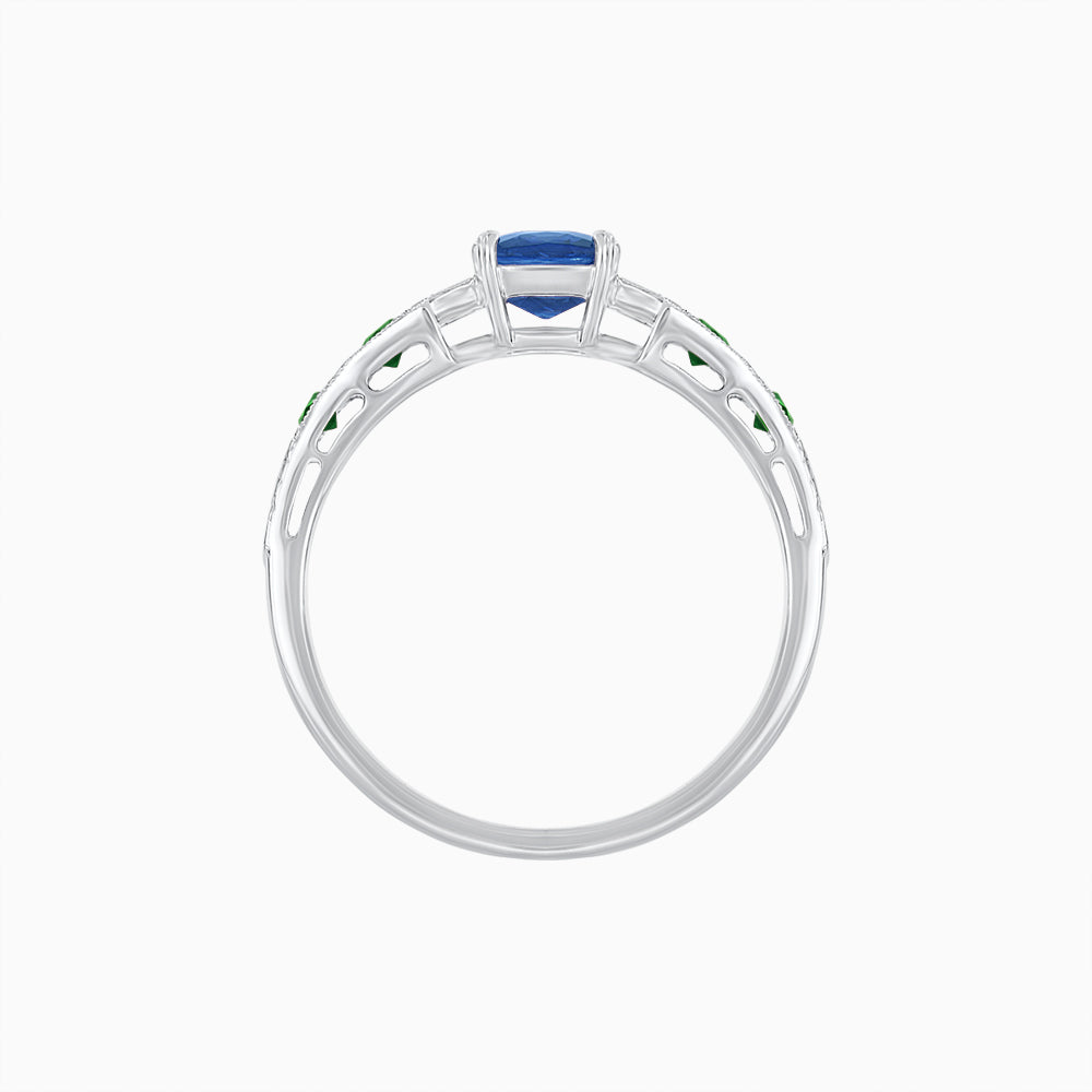 Cushion Shape Arrow Head Shank Ring with Gemstone