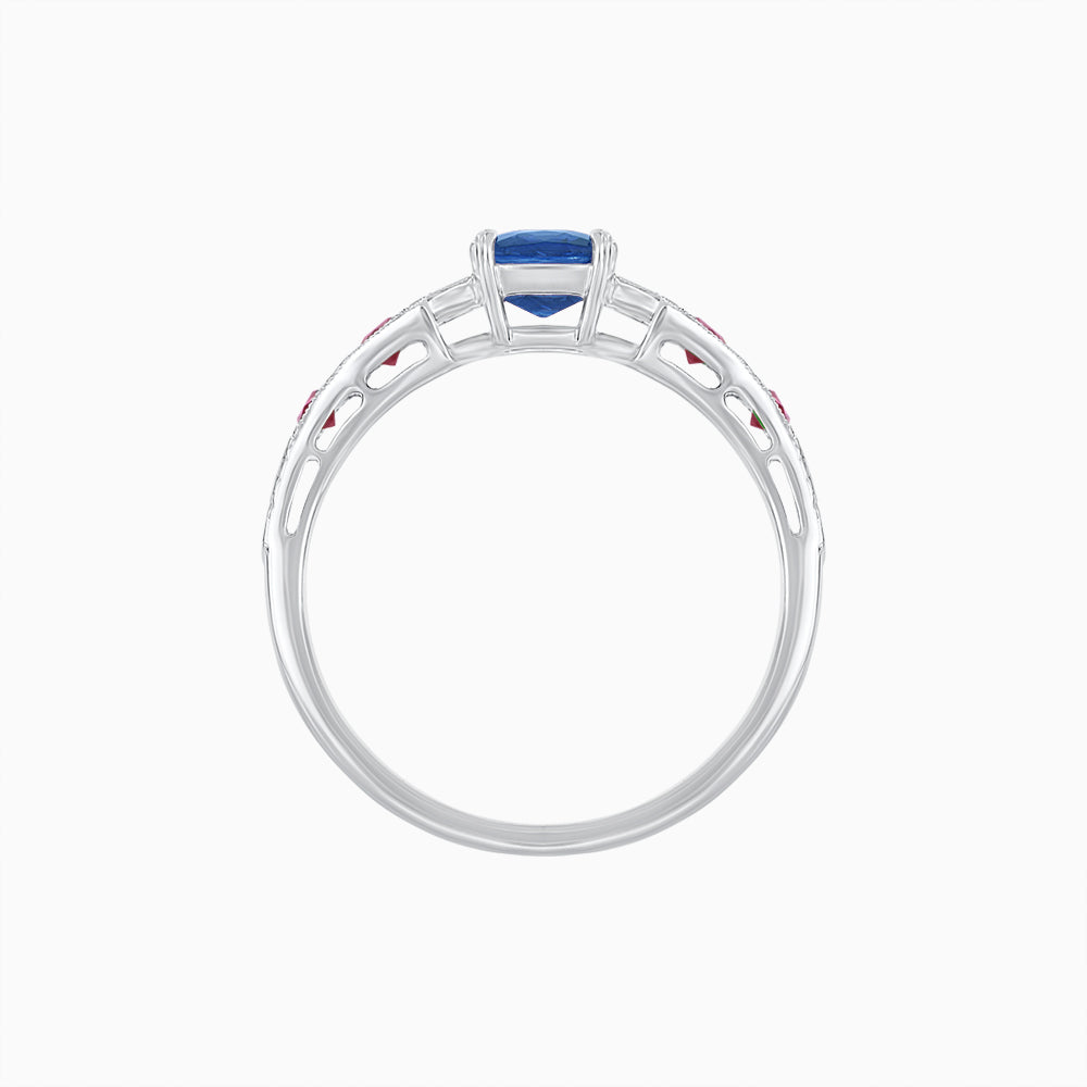 Cushion Shape Arrow Head Shank Ring with Gemstone