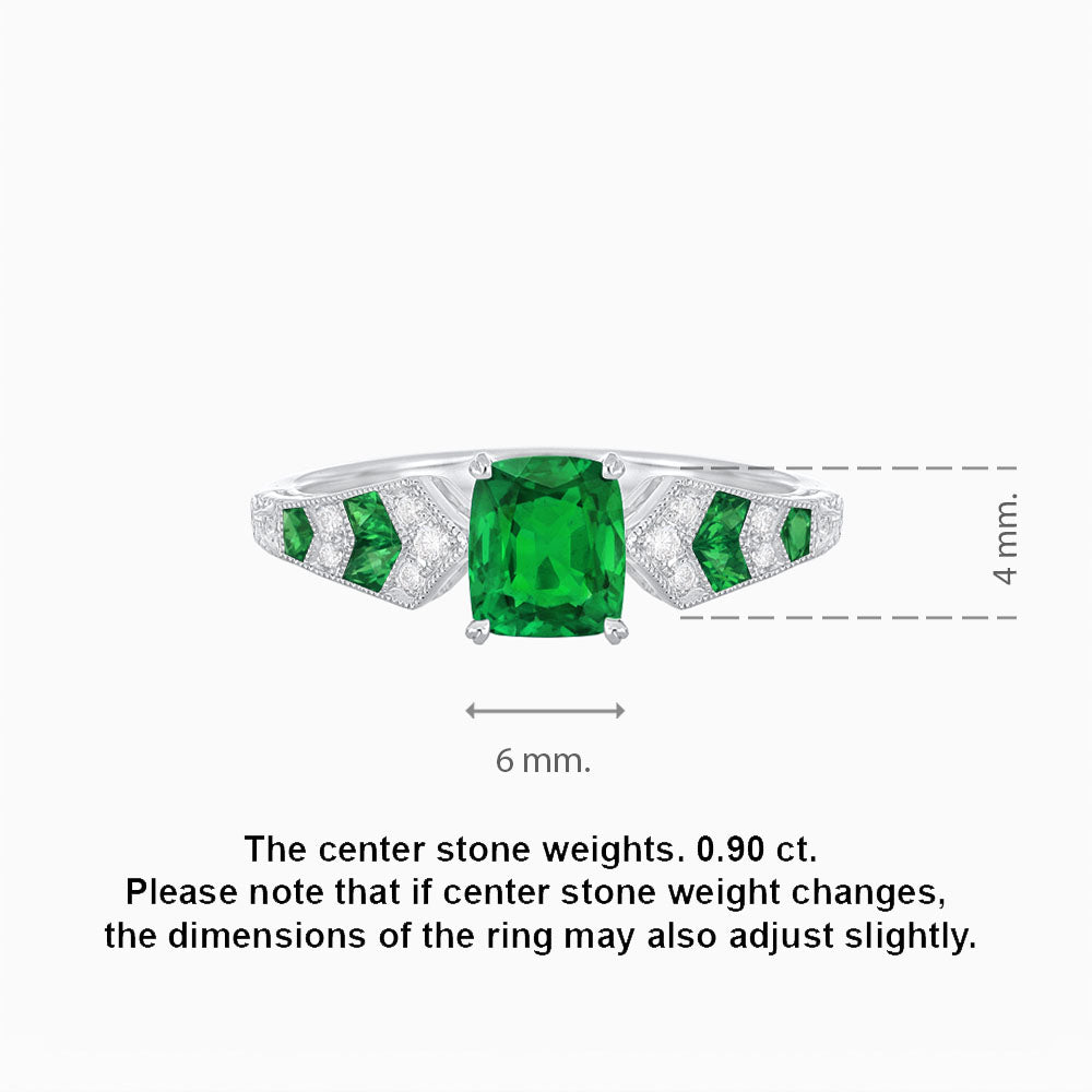 Cushion Shape Arrow Head Shank Ring with Gemstone