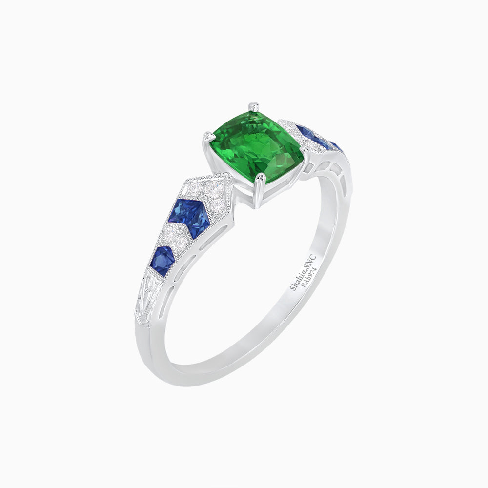Cushion Shape Arrow Head Shank Ring with Gemstone
